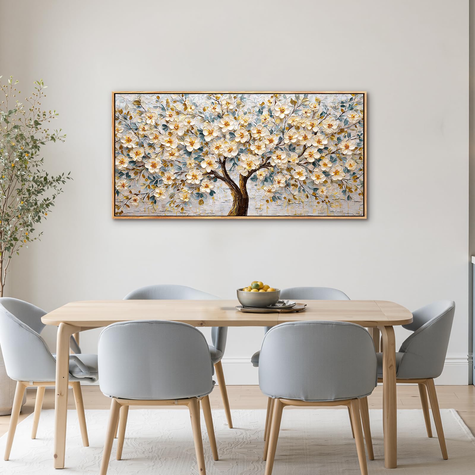 SERIMINO Tableau Decoration Murale Arbre de Vie Fleur Cadre 60x120 cm