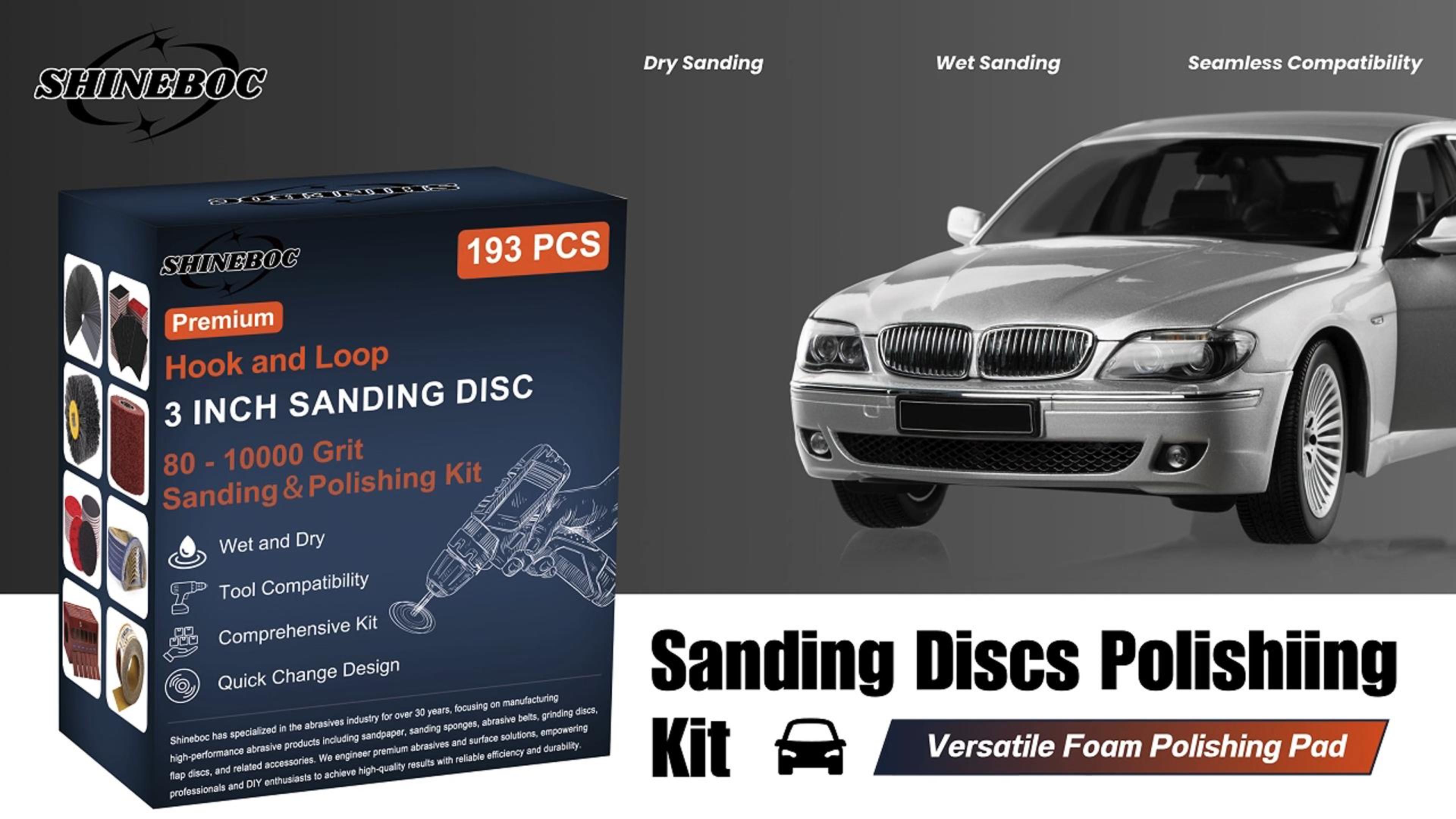 Image of 193 Pcs 3 Inch Sanding Discs, Headlight Restoration Polishing Kit