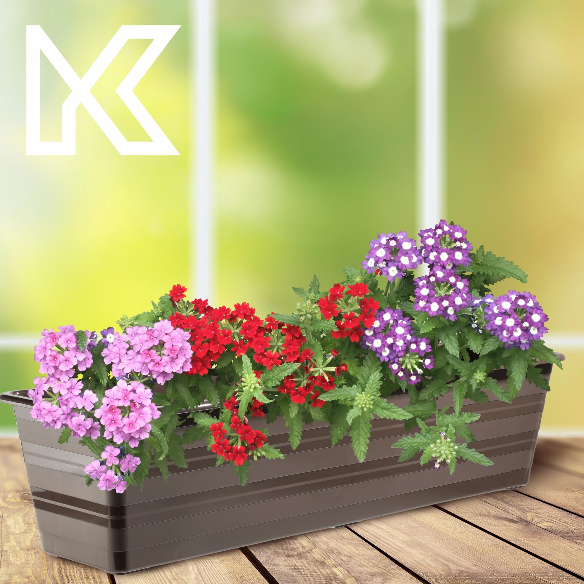 KADAX Set 6x60 cm Fioriera Marrone, Vaso da Balcone in Plastica, Fioriera Resistente alle Intemperie, Vaso per Fiori, Fioriera da Ringhiera per Fiori