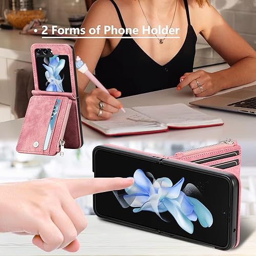 Miniatura 5 de ZCDAYE Funda tipo cartera para Samsung Galaxy Z Flip 5, funda para Samsung Z Flip 5 (2023), funda de cuero para Samsung Galaxy Z Flip 5 con