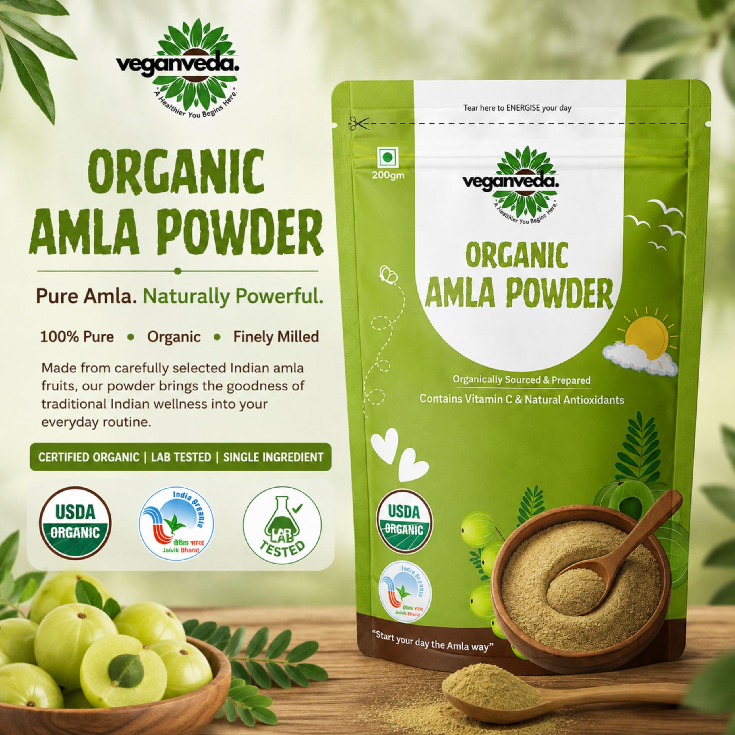Certified Organic Amla Powder For Hair Growth 200g — Amazon image 2