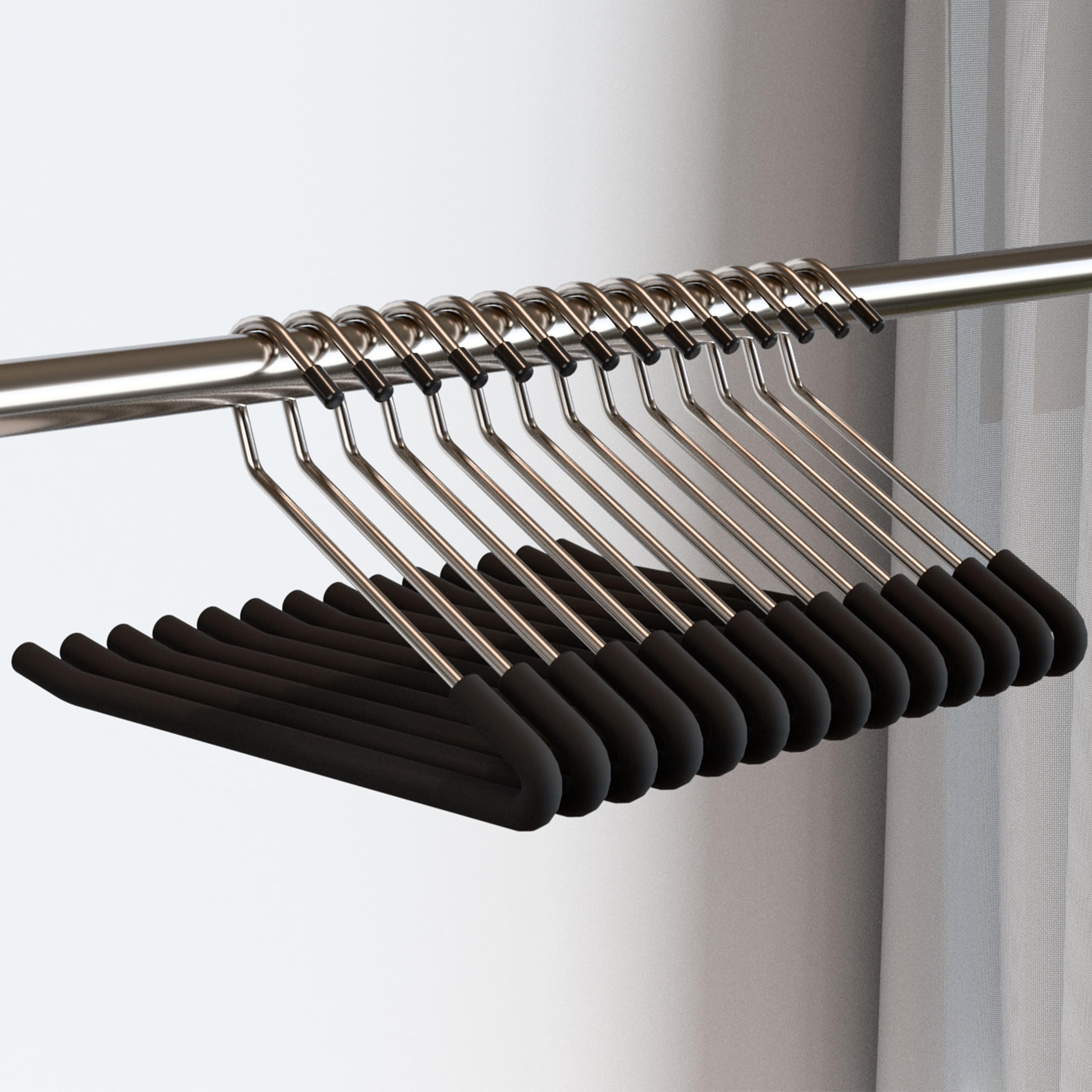 SLMT Open Ended Pants Hangers 10 Pack Heavy Duty Metal Clothes Hangers for Jeans, Trousers, Slacks Non-Slip Sponge Padded No Crease