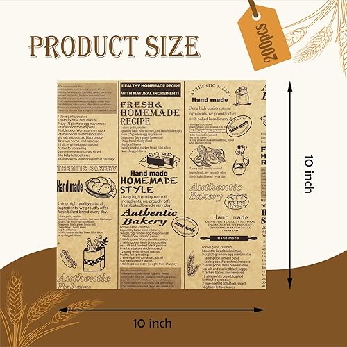 Miniatura 2 de 300 hojas de papel de delicatessen a prueba de grasa, envoltura de alimentos precortadas, bandeja de forro para canasta de alimentos, envoltura