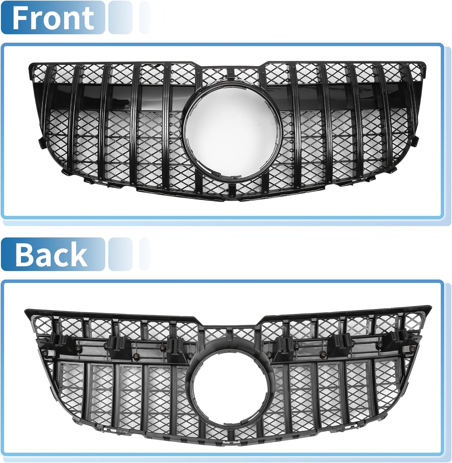 X AUTOHAUX Front Upper Hood Bumper Grille Grill for Mercedes-Benz GLK300 2013-2015 Front Upper Bumper Kidney Grille Grill Gloss Black