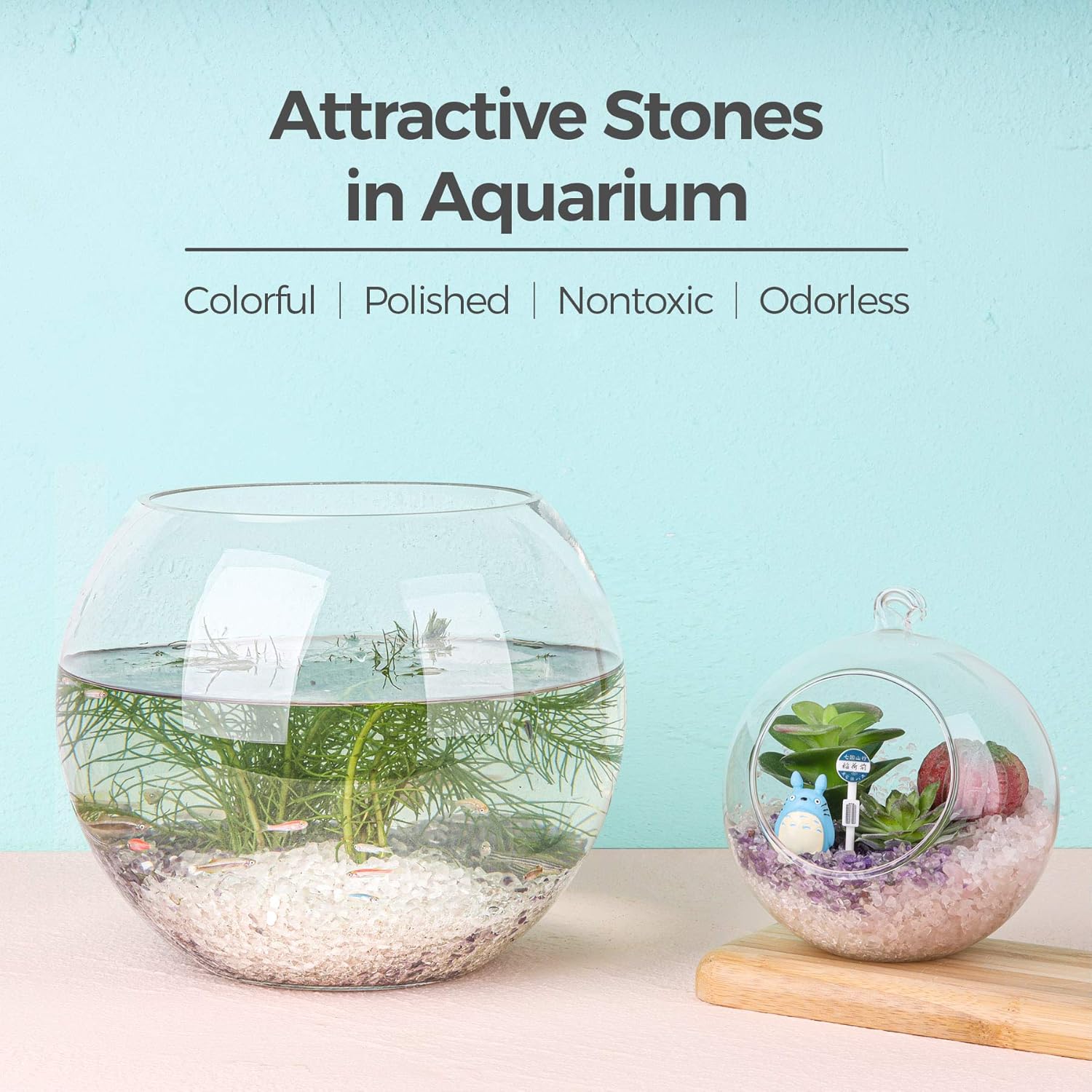 T4u 化粧砂 観葉植物 園芸用砂 ガラス製 砂利 水槽底砂 黒玉石