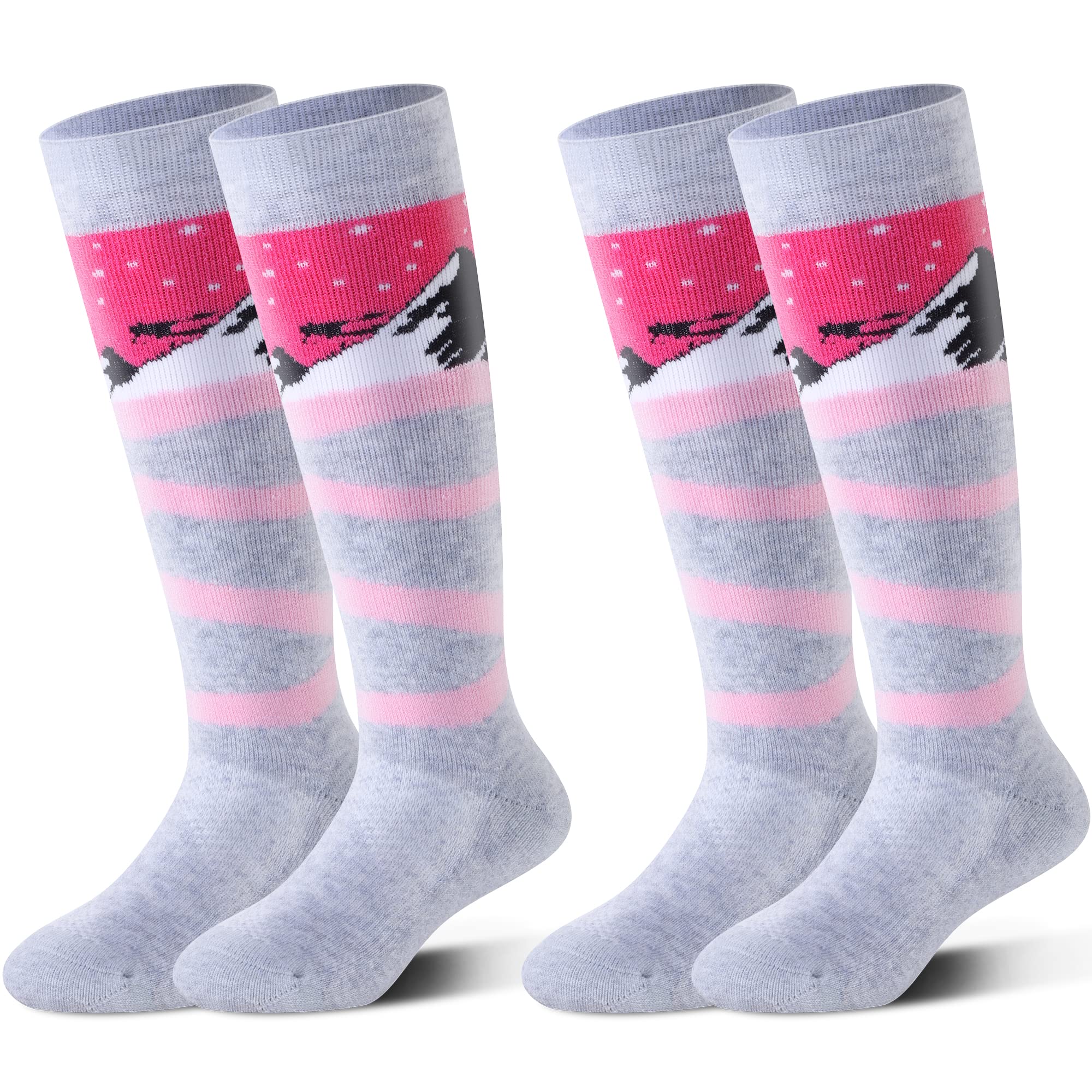 HIGHCAMP Lot de 2 paires de chaussettes de ski et de snowboard en laine mérinos pour enfant