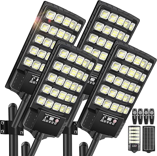 Miniatura 8 de Solar Street Lights Outdoor Waterproof, 20000LM 6500K Motion Sensor LED Flood Lights, Dusk to Dawn Solar Lights with Remote, Solar-Powered Parking