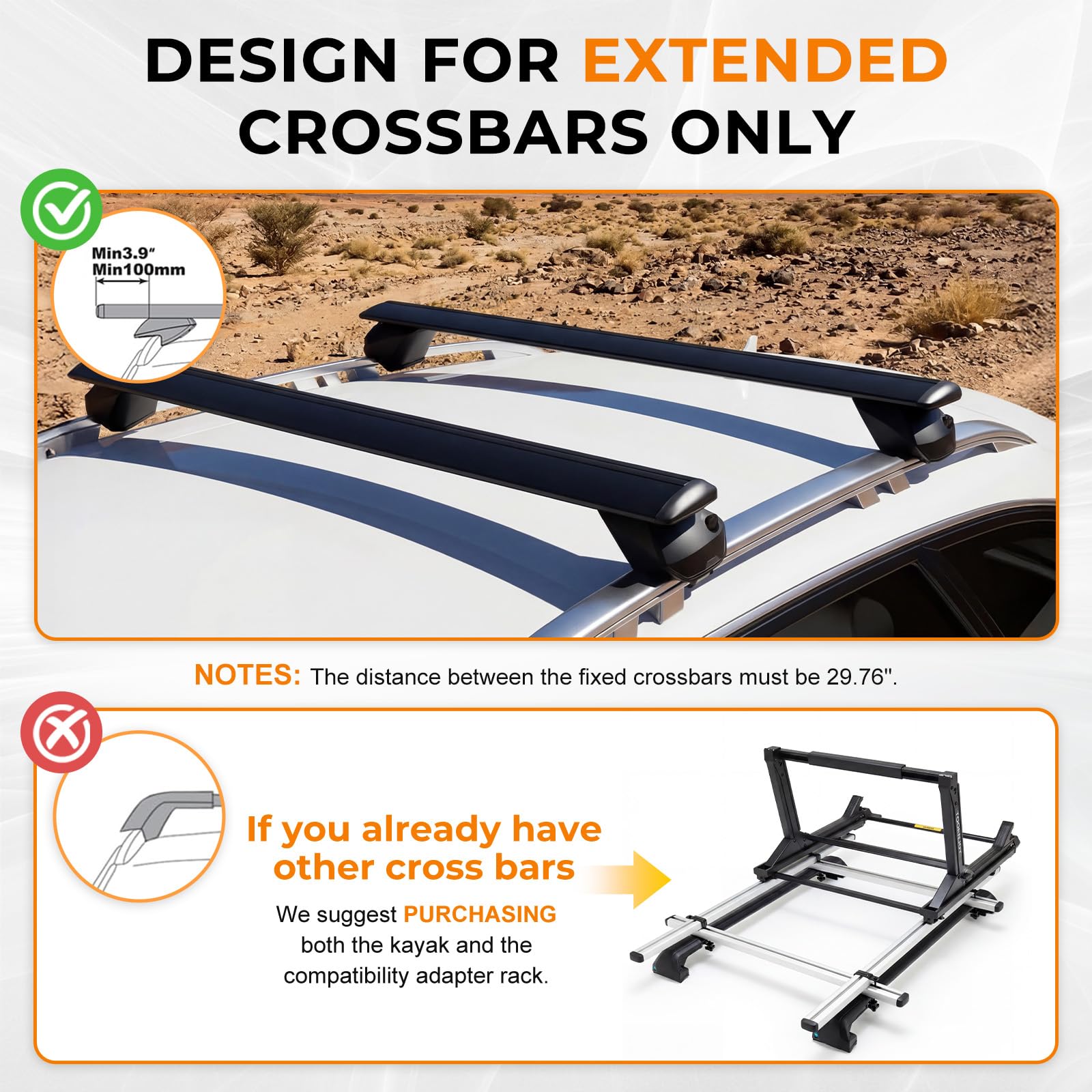 TOOENJOY Barre de Toit renforcée avec Assistance au Levage pour Kayak - Capacité 45 KG - Chargeur de Toit pour Kayak, canoë - Système élévateur d'assistance pour Chargement Facile