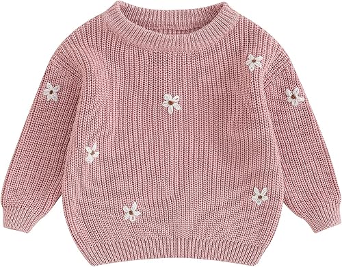 Newborn Baby Girl Knit Sweater Winter Outfit Long Sleeve Crew Neck Sweatshirt Pu
