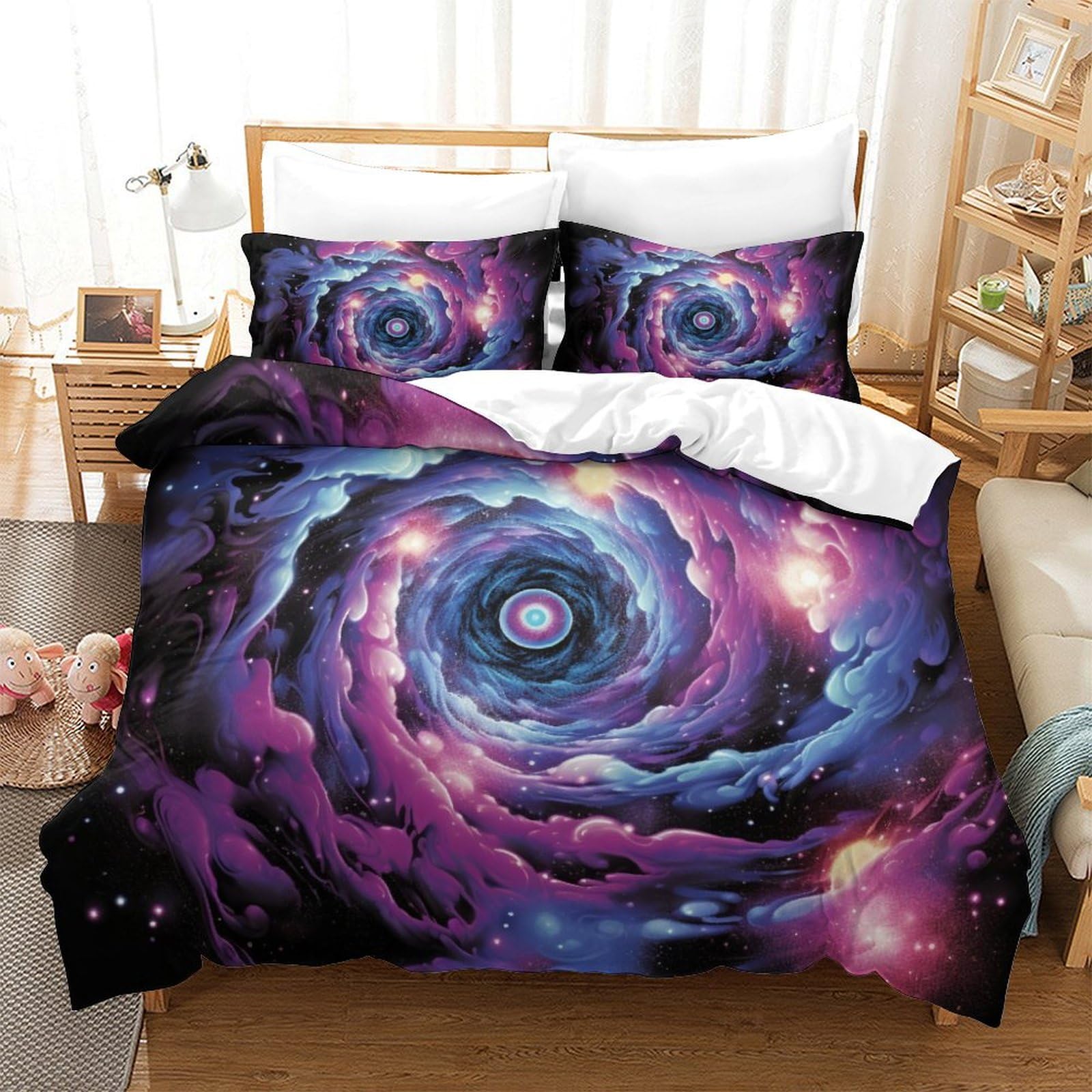 Housses de couettes galaxie 3D parure de lit microfibre grand format
