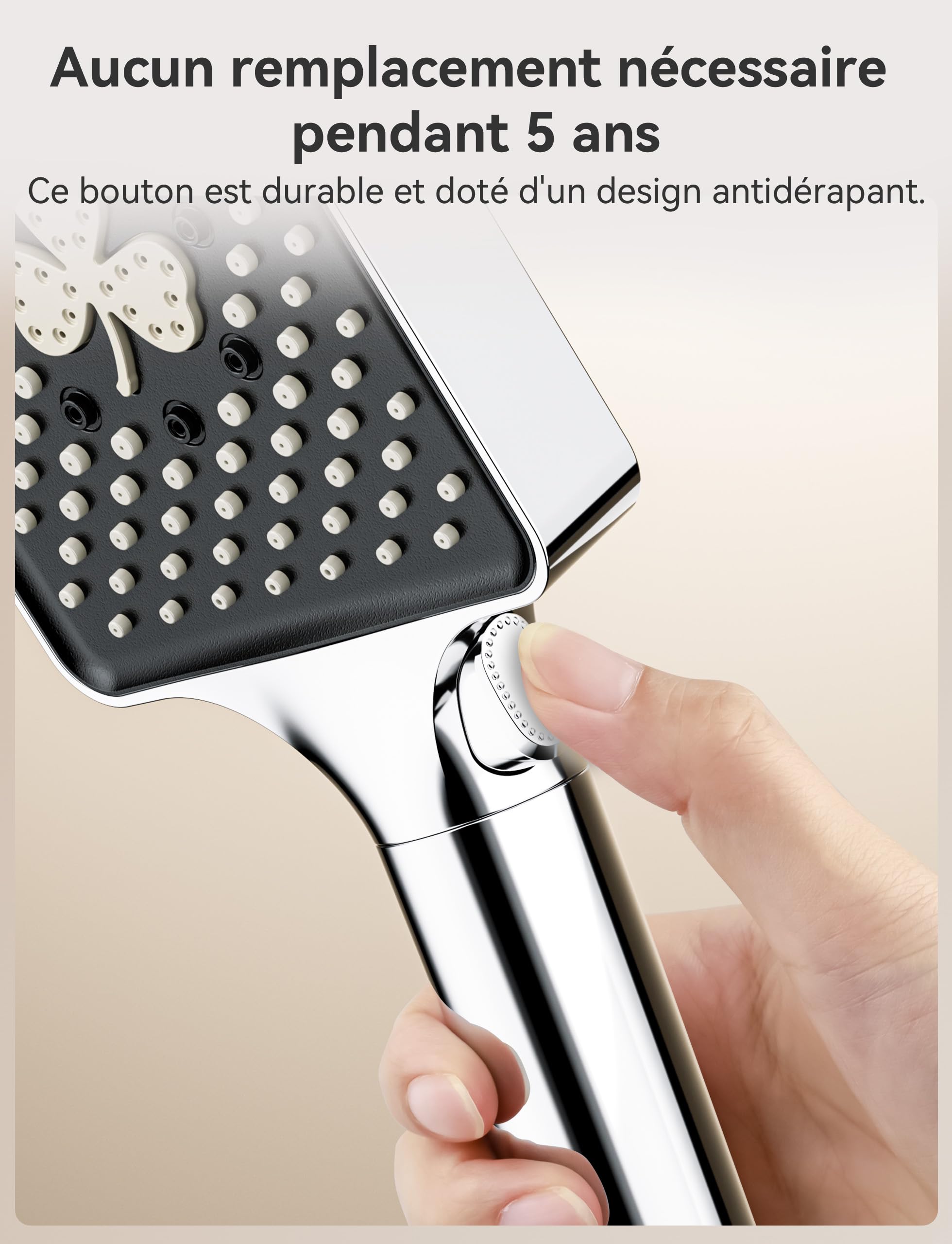 Magichome Pommeau de douche haute pression avec 6 modes, pommeau de douche universel pour basse pression d'eau, avec fonction de réglage d'une seule main - 5