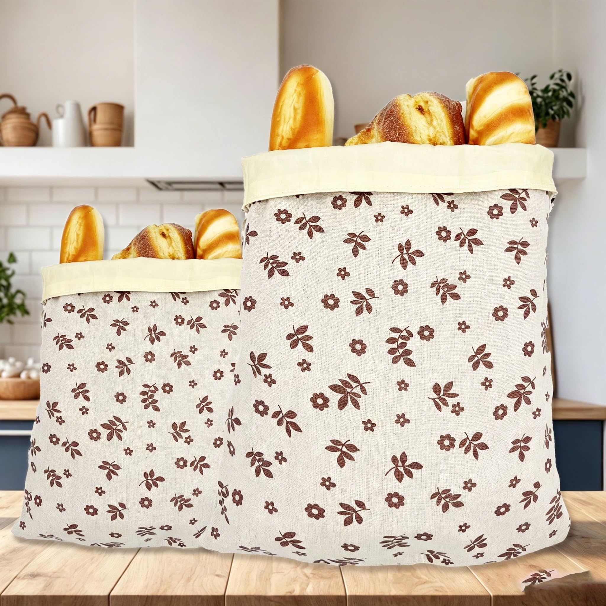 Ekohem Bio-Bienenwachs-Brotbeutel – Baumwolle Wiederverwendbarer Baumwoll - Leinen - Brotaufbewahrungsbeutel mit natürlichem Bienenwachs