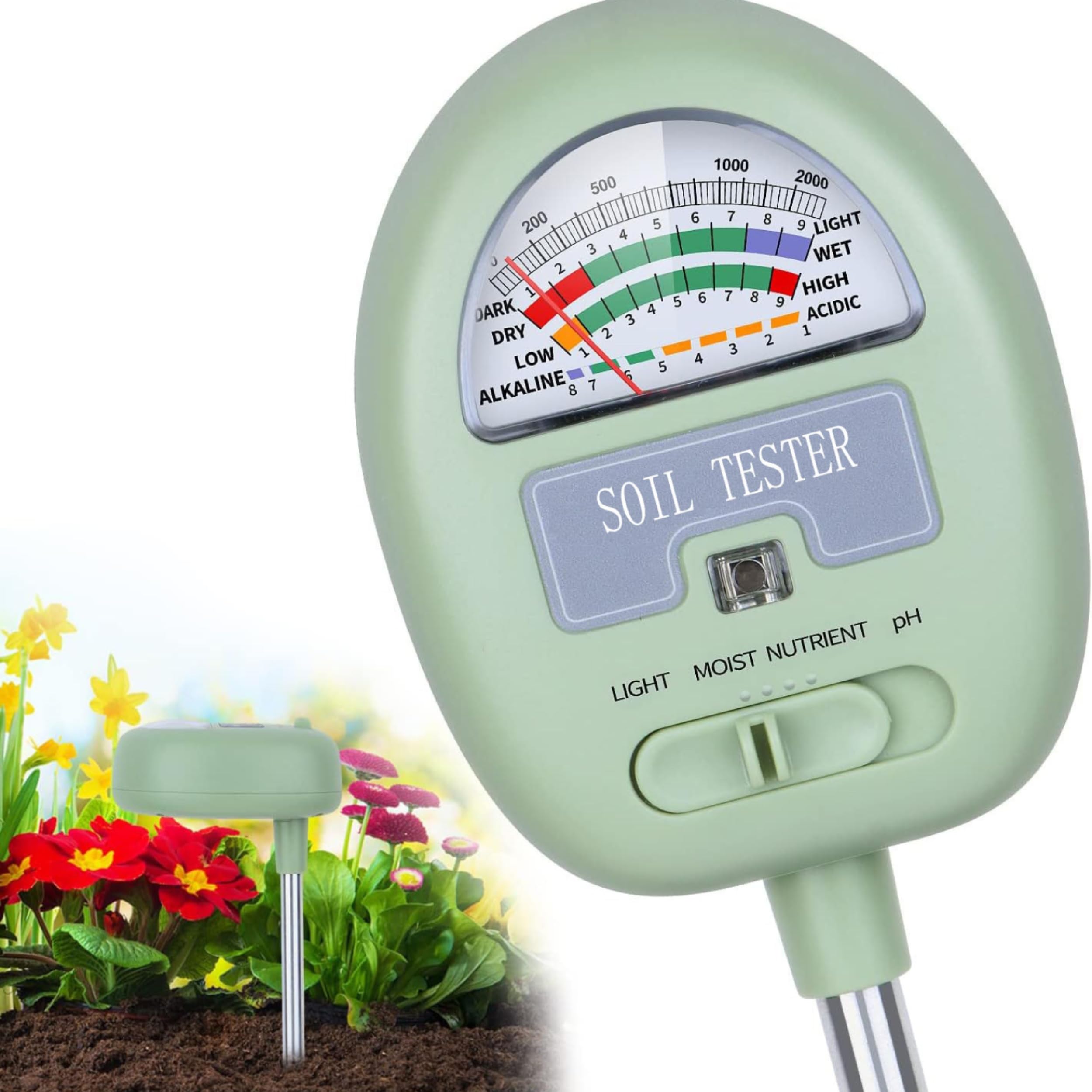 Tusmad(Upgraded)Tusmad 4-In-1 Soil Ph Meter Soil Tester For Moisture,Light,Nutrients,Ph,Soil Ph Test Kit,Great For Garden,Lawn,Farm,Indoor&Outdoor Use(No Battery Required) (B0CWCXGWPS) Amazon Price History, Amazon Price Tracker