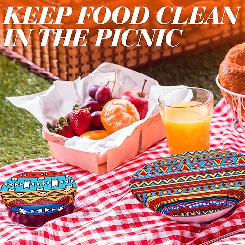 Miniatura 5 de Patelai 10 Pzs Cubiertas para Tazones Reutilizables en 5 Tamaños Tela Elástica de Tela Cubiertas Elásticas para Tazones de Almacenamiento de