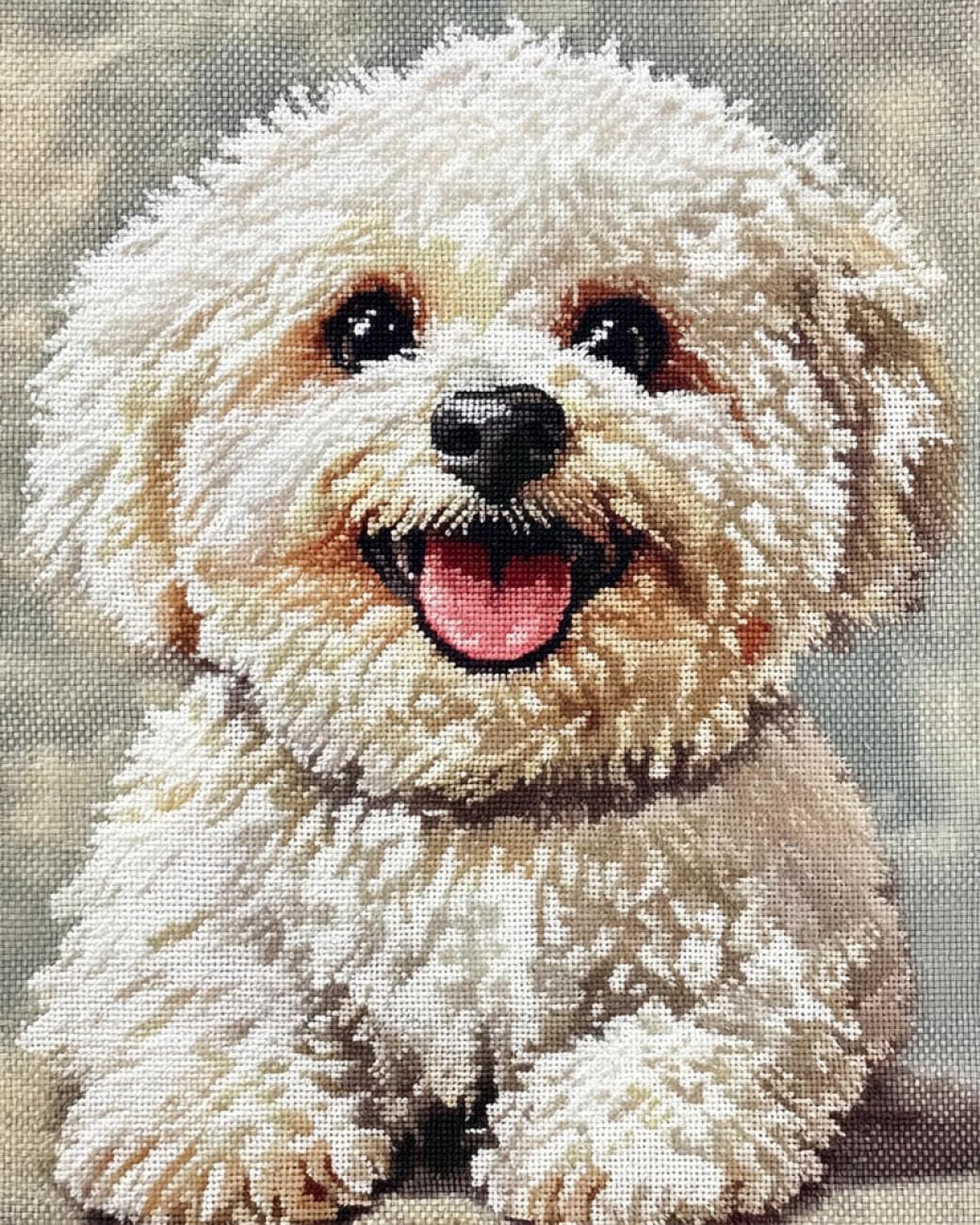 AxiangziK DIY Embroidery Kit Cartoon White Dog 11CT 60x80cm