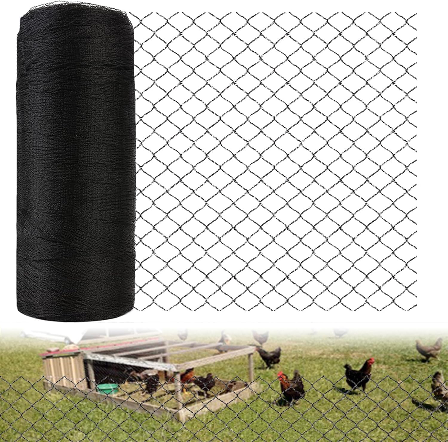 25x50ft Bird Netting for Chicken Coop 1 inch Mesh Poultry Netting Heavy Duty Hawk Netting for Chicken Run, Netting for Garden Protection Fruit Tree Aviary Netting Against Squirrels Deer Small Animals