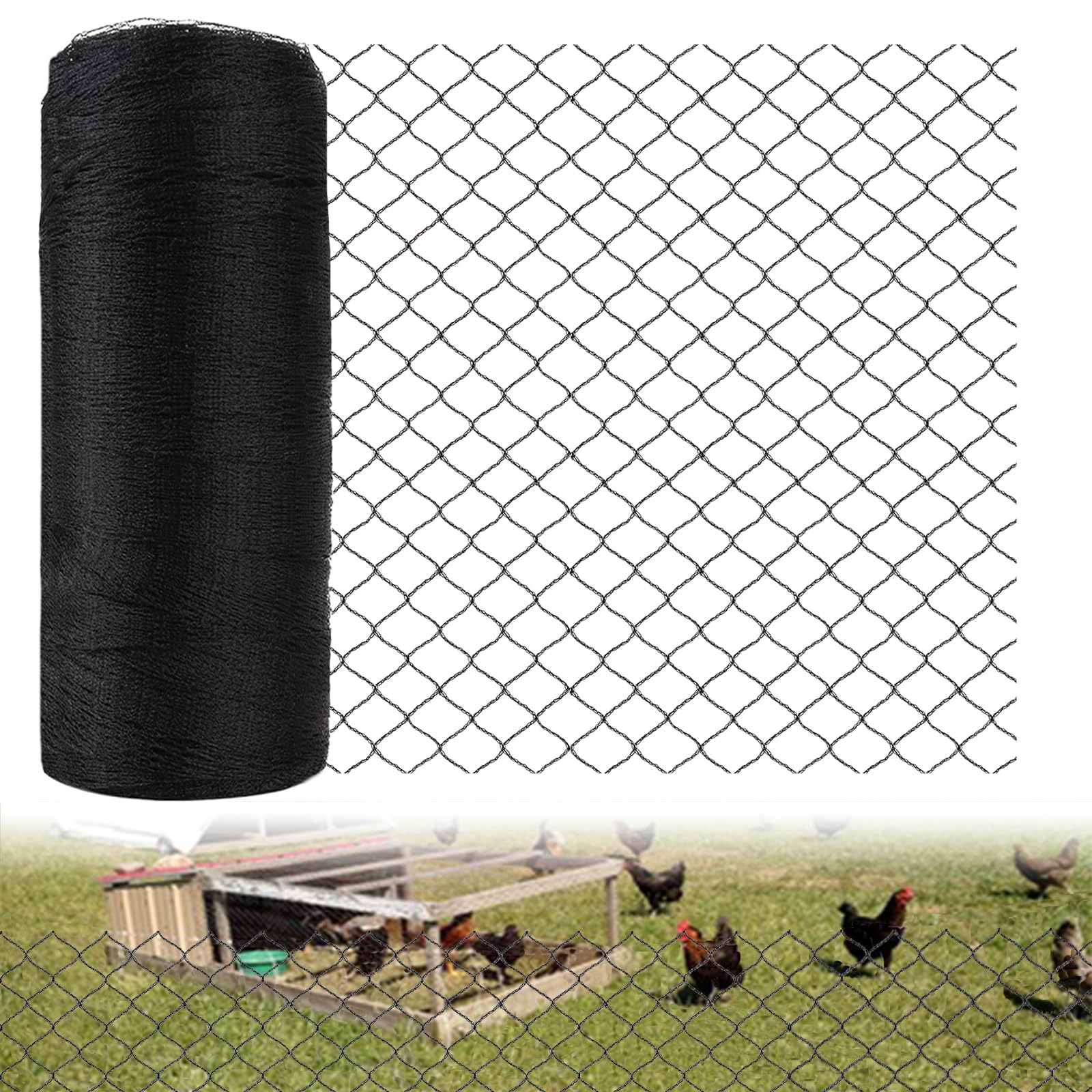 Photo 1 of 10x10ft Bird Netting for Chicken Coop 1/2 inch Mesh Heavy Duty Chicken Netting Animal Barrier, Poultry Netting Roof Cover for Chicken Run, Bird Net for Fruit Tree Against Birds Squirrels Rabbits