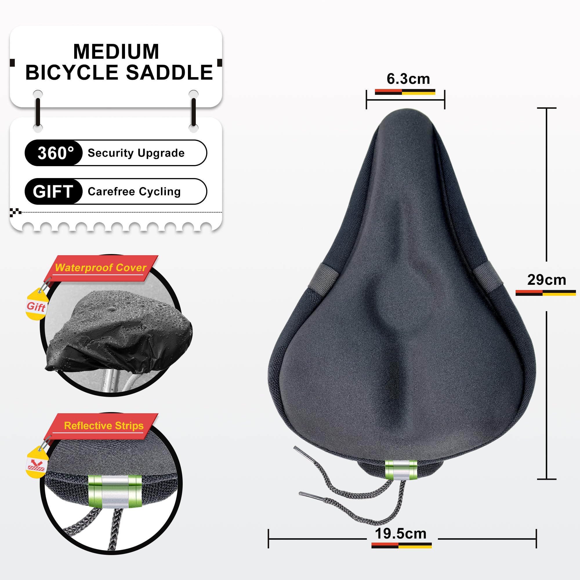 Oture Coprisella Bici Gel Morbido, Copri Sella Sellino Bici in Gel, Coprisella Cyclette con Cuscino Morbido per Bicicletta da Urbana Montagna MTB E-Bike Spinning, 29x19.5cm
