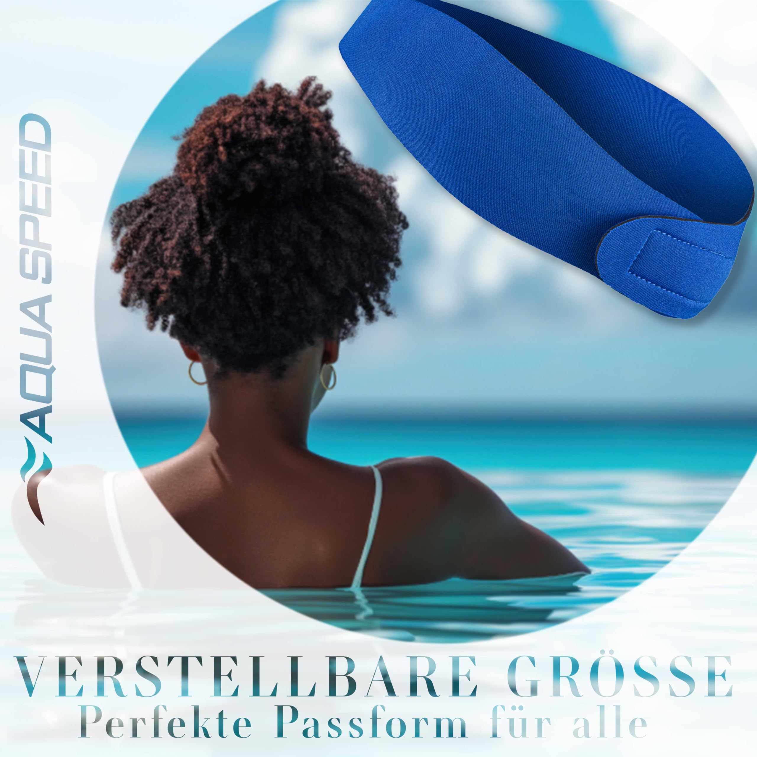 Aqua Speed EARBAND JR Bandeau en néoprène pour Enfants | Natation | Circonférence de 50 cm | Bandeau de Natation | Longueur réglable | Velcro