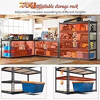 Vista 6 de REIBII Estantería de garaje de 48" de ancho, estantes de almacenamiento de 3020LBS, estantes de 5 niveles, estante resistente para garaje ajustable