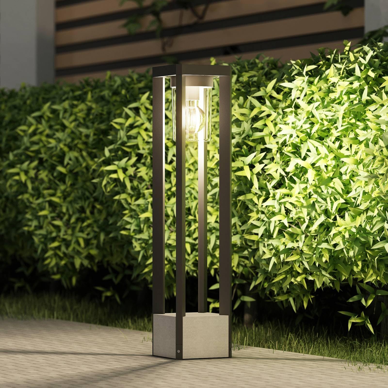 Lucande Außenleuchte Overa – Moderne Pollerleuchte Aus Alu, IP44, 68 Cm Hoch, Für Terrasse & Garten