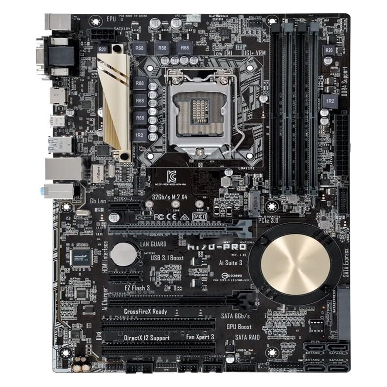 Motherboard Fit For ASUS H170-PRO Intel H170 LGA 1151 placa base DDR4 64GB compatibile con i3-7100 i3-6100 i5-6400T i5-6600 i7-6700 i7-7700T