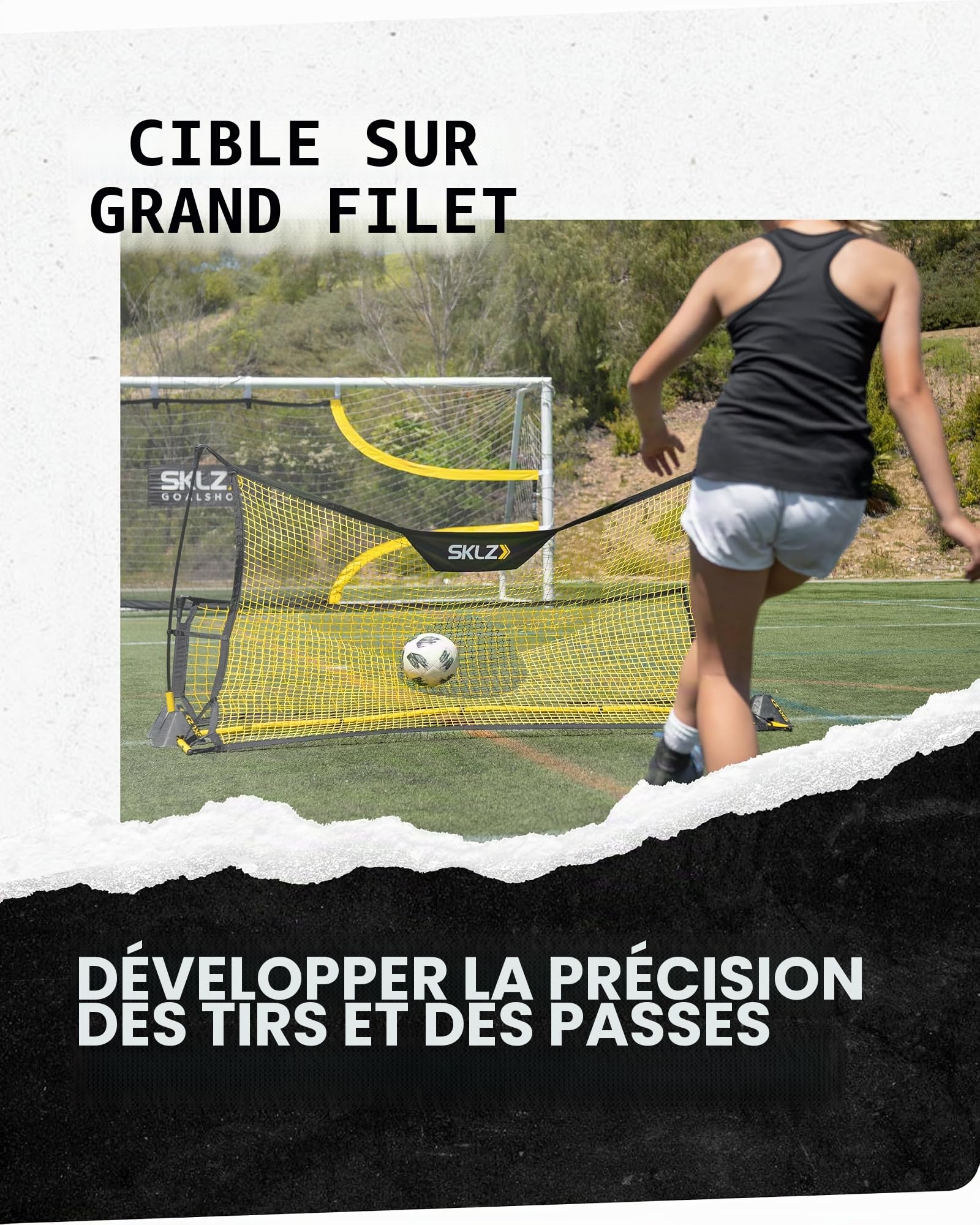 SKLZ Quickster Soccer Matériel d'entraînement à la maîtrise du Ballon, Matériel de Formation au Football, Améliore Le Contrôle et la Passe, Noir Jaune, 6ft x 4ft