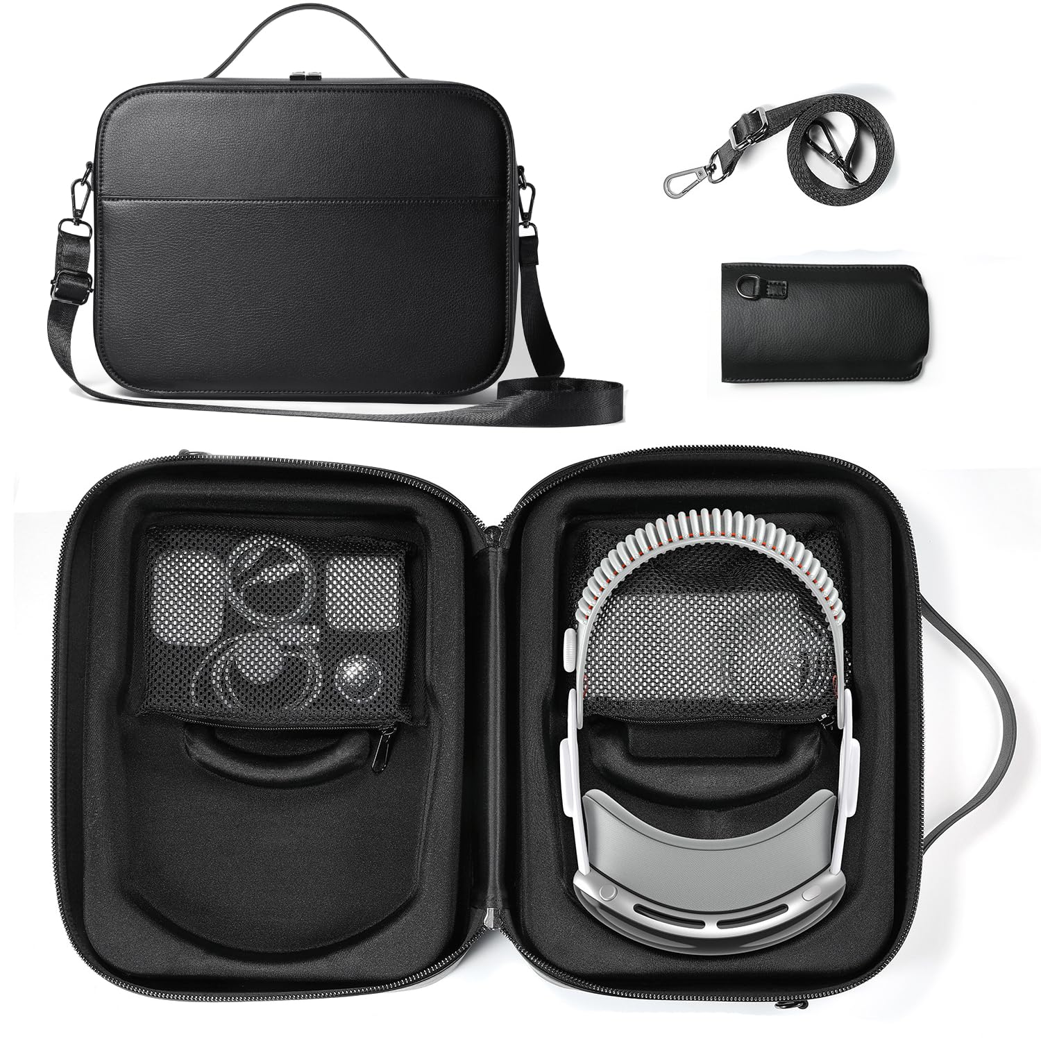 BeisDirect Custodia da viaggio per cuffie Vision Pro per realtà virtuale e batteria, borsa antiurto resistente all'usura con tracolla per accessori Vision Pro, Nero , Borsetta