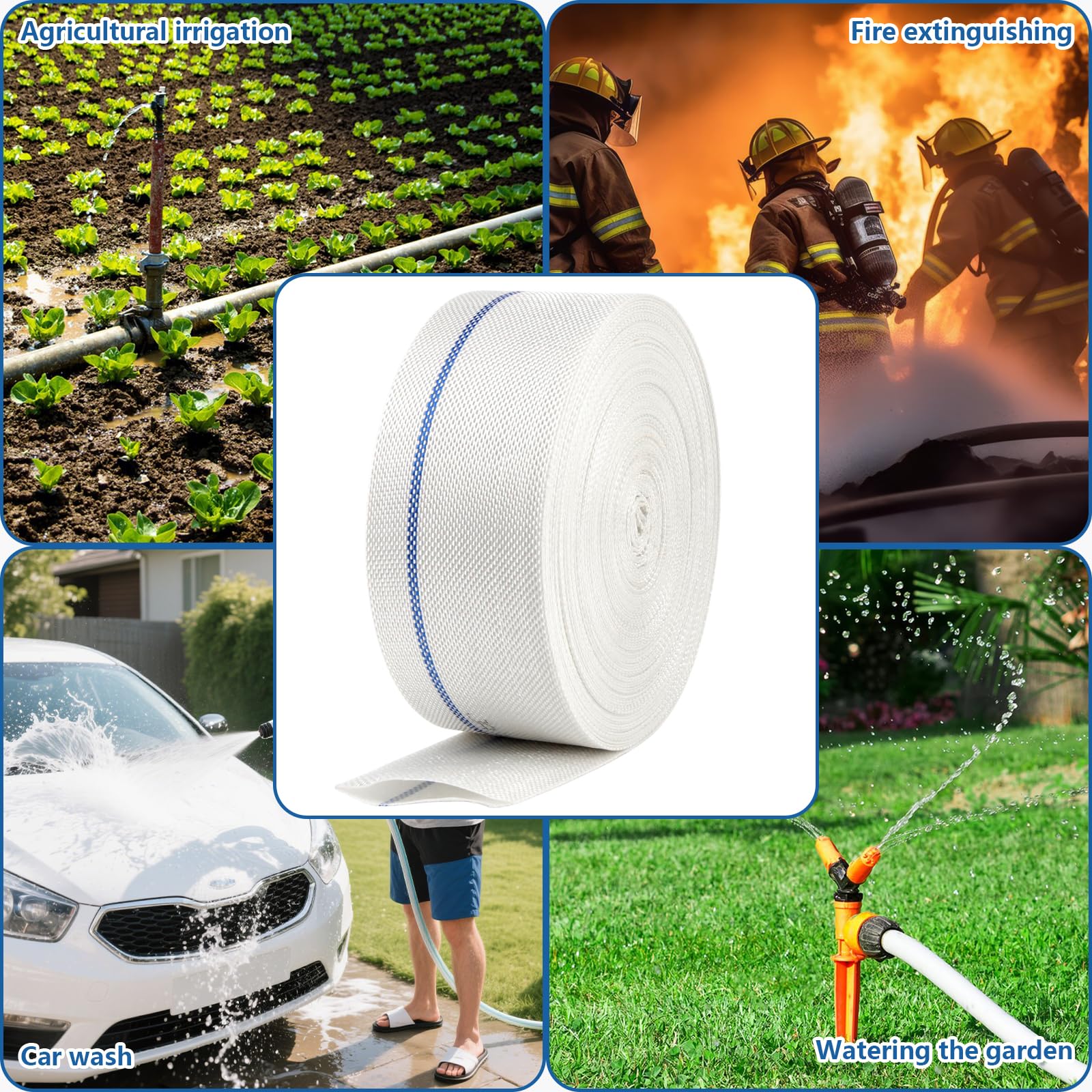 Tuyau Refoulement Plat 20m Tuyau Piscine 32mm Tuyau Refoulement | Avec 4 Clips Pour Pompes Immergées Arrosage de Jardin Agriculture Piscines Pompes à Eaux usées
