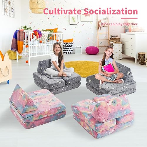 Miniatura 8 de Sofá modular de juegos para niños, 13 piezas, sofá modular para niños, sofá infantil para sala de juegos, sofá modular para niños y niñas, sofá de