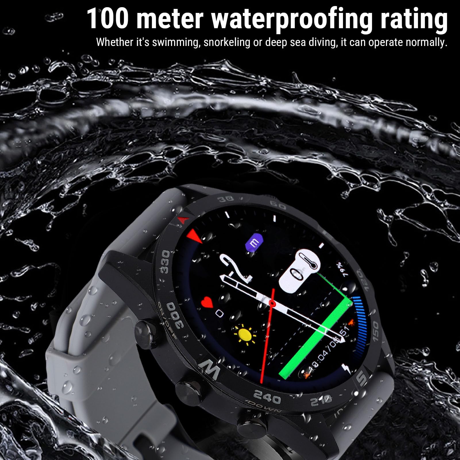 POENVFPO Reloj de Buceo, Computadora de Buceo Inteligente con Sensor de Profundidad, Pantalla de 1,43 Pulgadas para Buceadores y Nadadores Profesionales