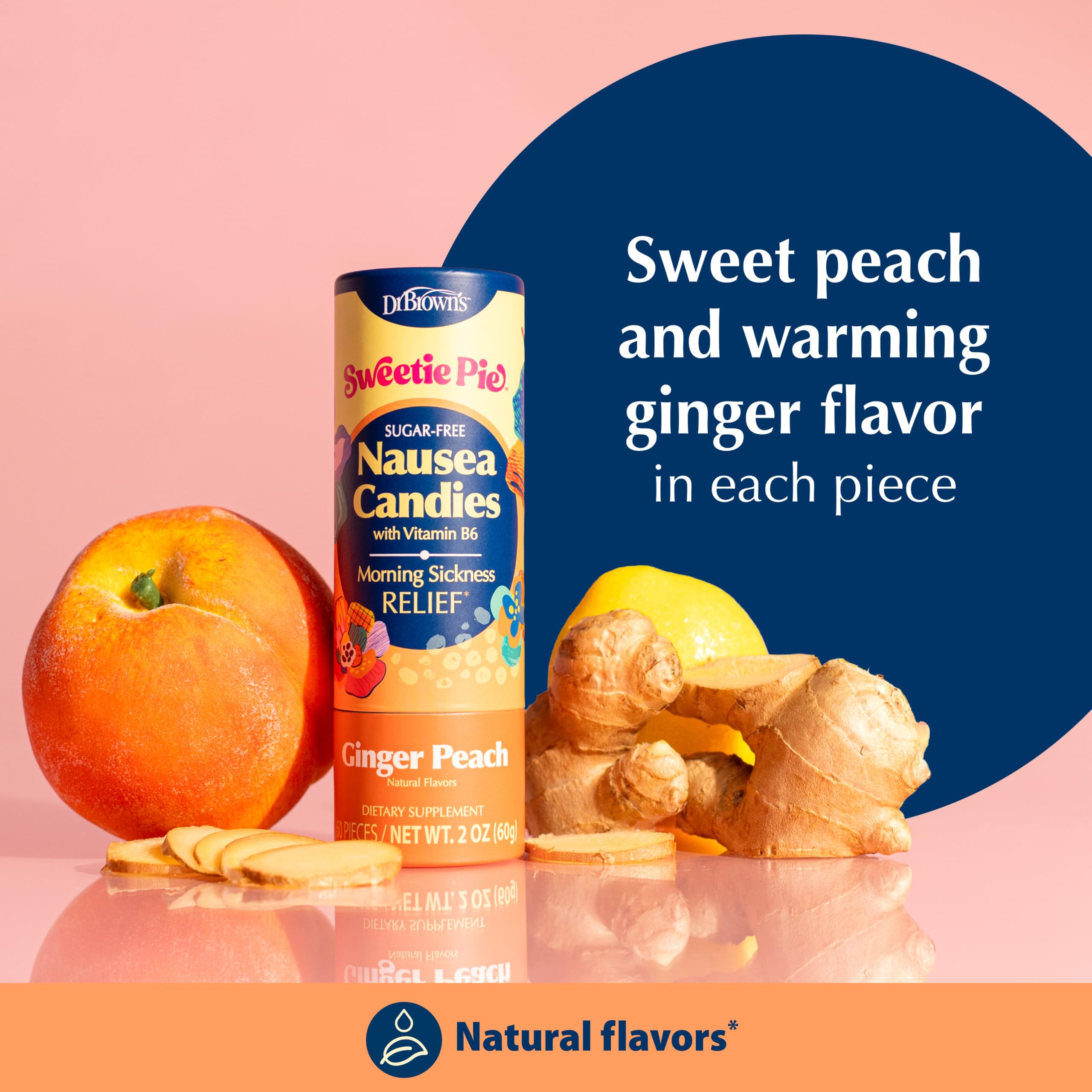 Dr. Brown's Sweetie Pie Nausea Candies, Ginger Peach, 2 oz, 60 Pieces — Amazon image 4