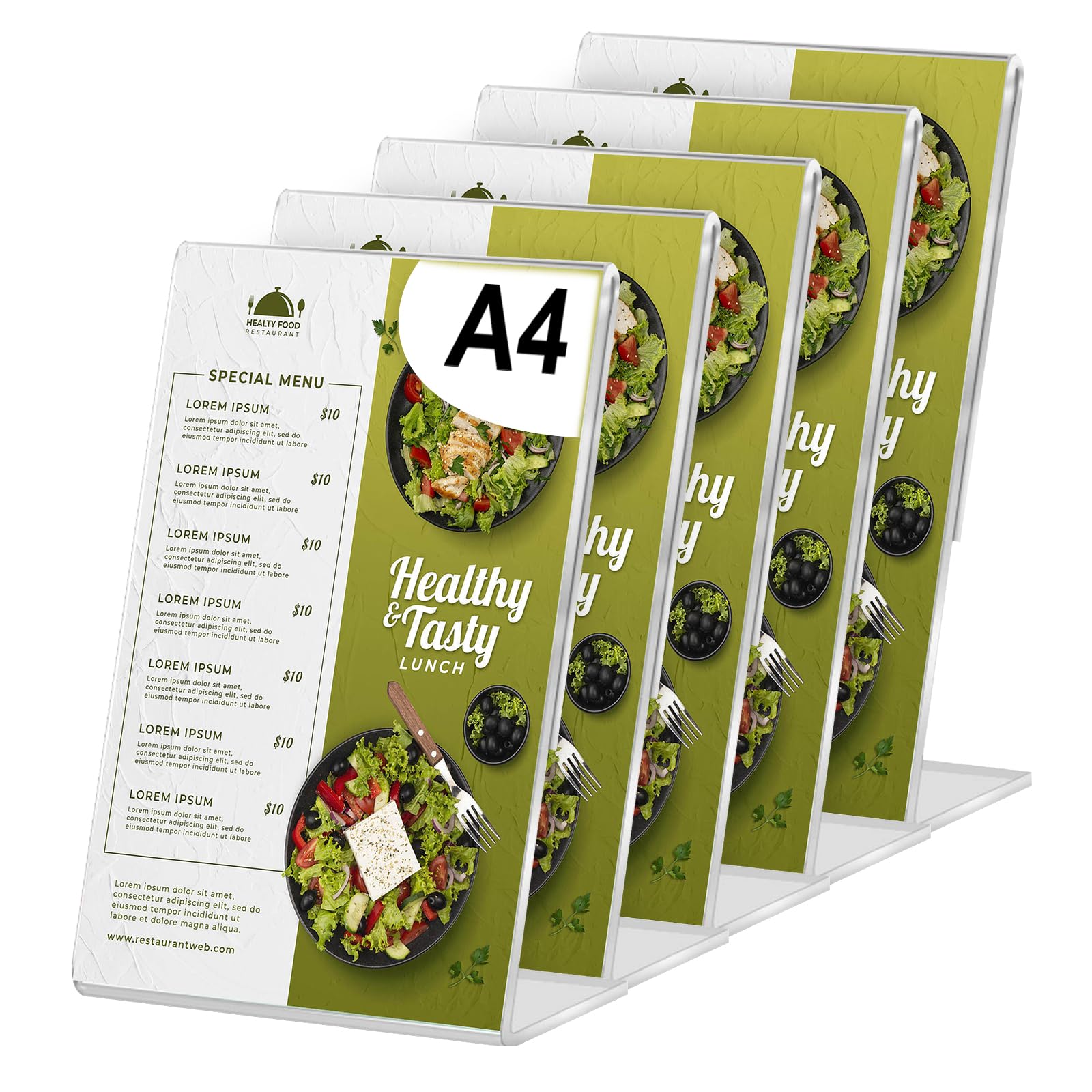 Lot De 5 Présentoirs Table Acrylique A4 – Inclinables – Double Face Adhésif – Menus, Prix, Affiches, Mariages
