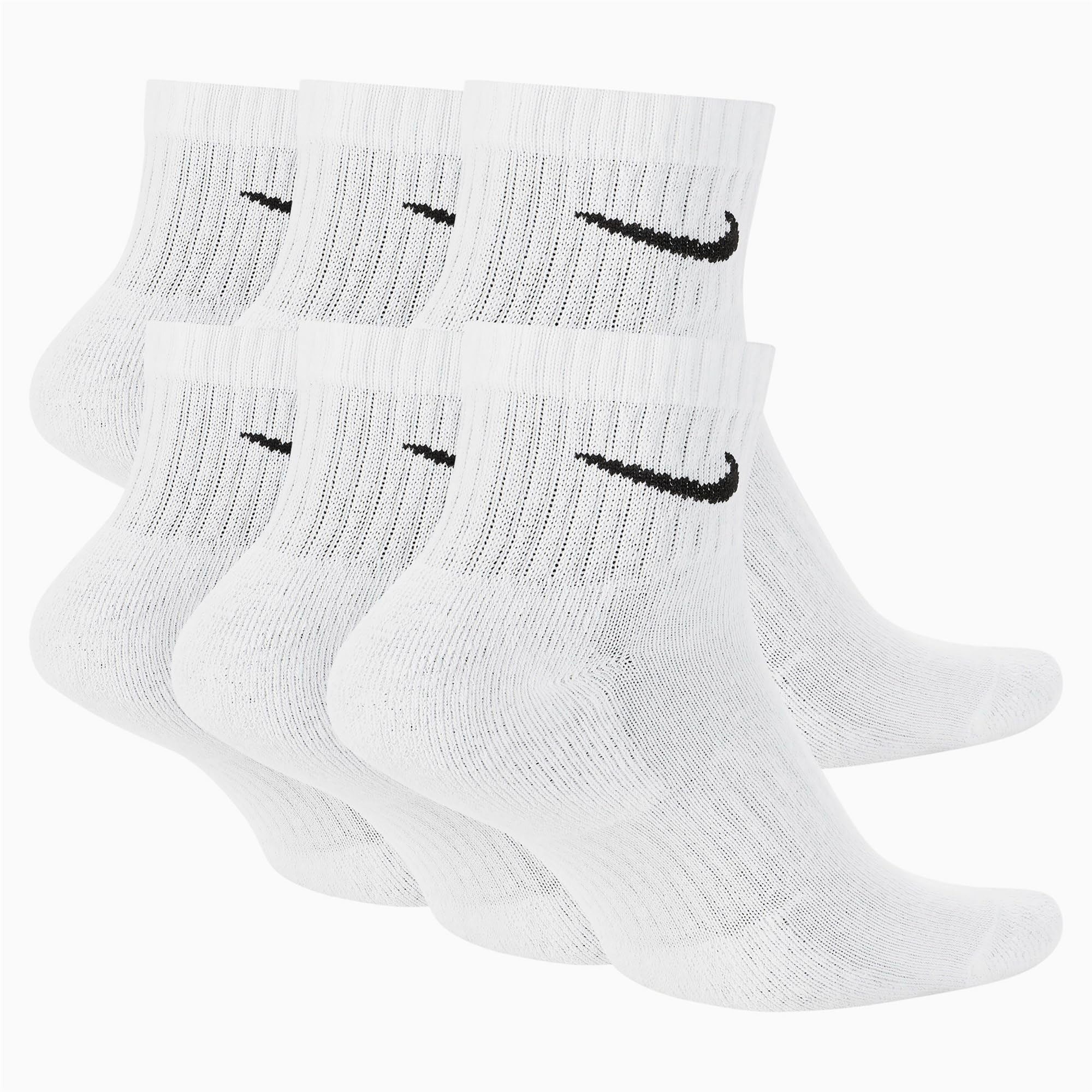 NIKE 6 X Sport Freizeit Socken Strümpfe 2X3er Pack SX7677, Farbe:Weiß, Größe:S = 34-38