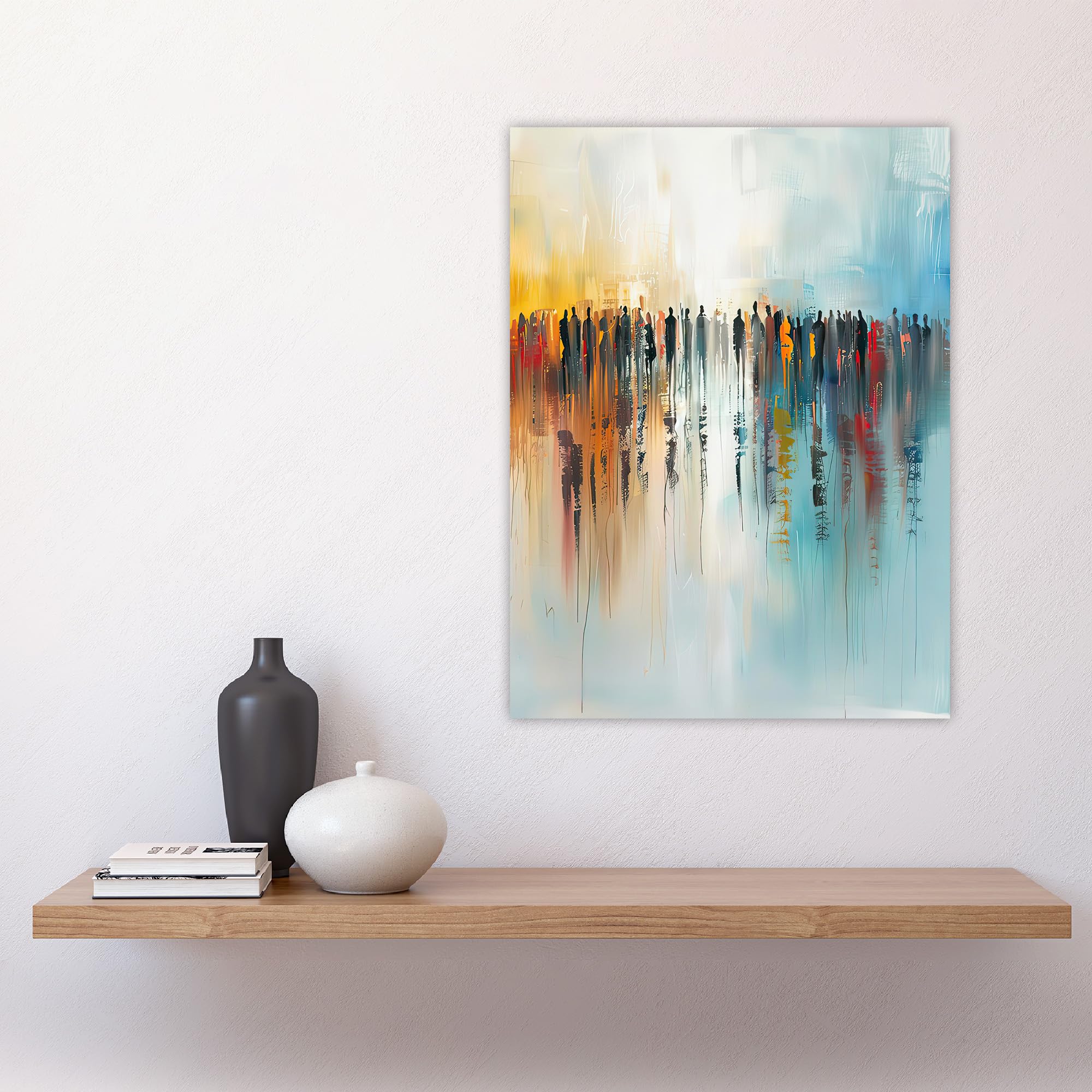 Artery8 Crowd of People Colourful Misty Abstract Painting Living Room Large Wall Art Poster Print Thick Paper 18X24 Inch - Image 4