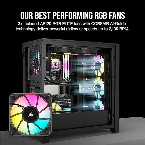 Miniatura 5 de Corsair iCUE 4000D RGB Airflow Mid-Tower Case - 3 ventiladores AF120 RGB Elite - Controlador iCUE Lighting Node PRO - Diseño de alto flujo de aire -