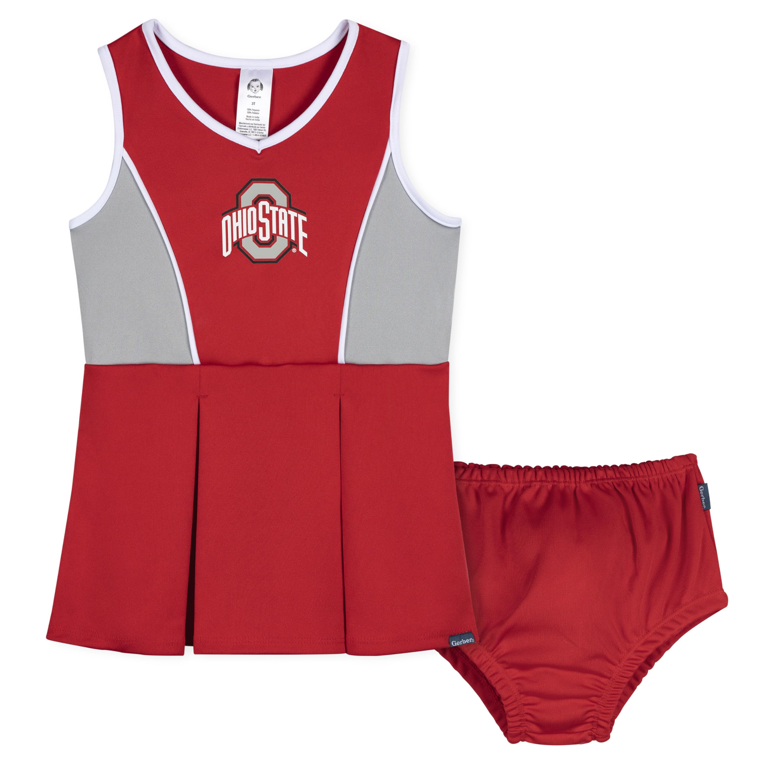 Gerber Baby Girls' Toddler NCAA College Team Cheer Dress & Bloomer Set