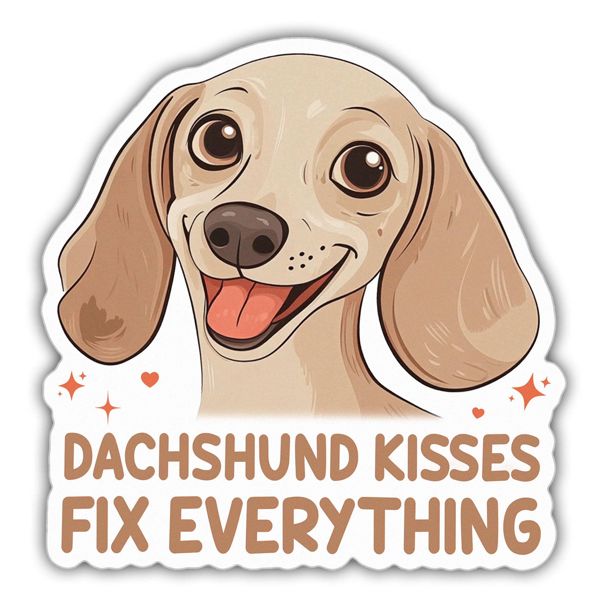 Dachshund Sticker Cream Dachshund Lover Decal Dachshund Kisses Fix Everything Vinyl Stickers Weather-Resistant Stickers for Water Bottles Laptop