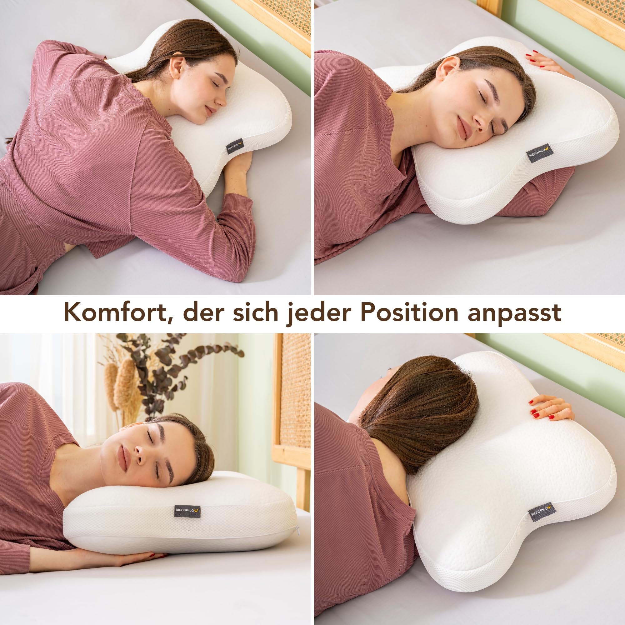 Poduszka dla osób śpiących na boku z pianki z pamięcią kształtu, wiskoelastyczna poduszka pod głowę, ergonomiczna poduszka podpierająca kark, miękka poszewka na poduszkę, biała (54 x 43 x