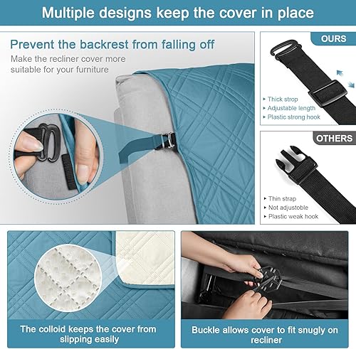 Miniatura 217 de TAOCOCO Funda para silla reclinable 100% impermeable, fundas antideslizantes para silla reclinable con bolsillo, protector de muebles lavable