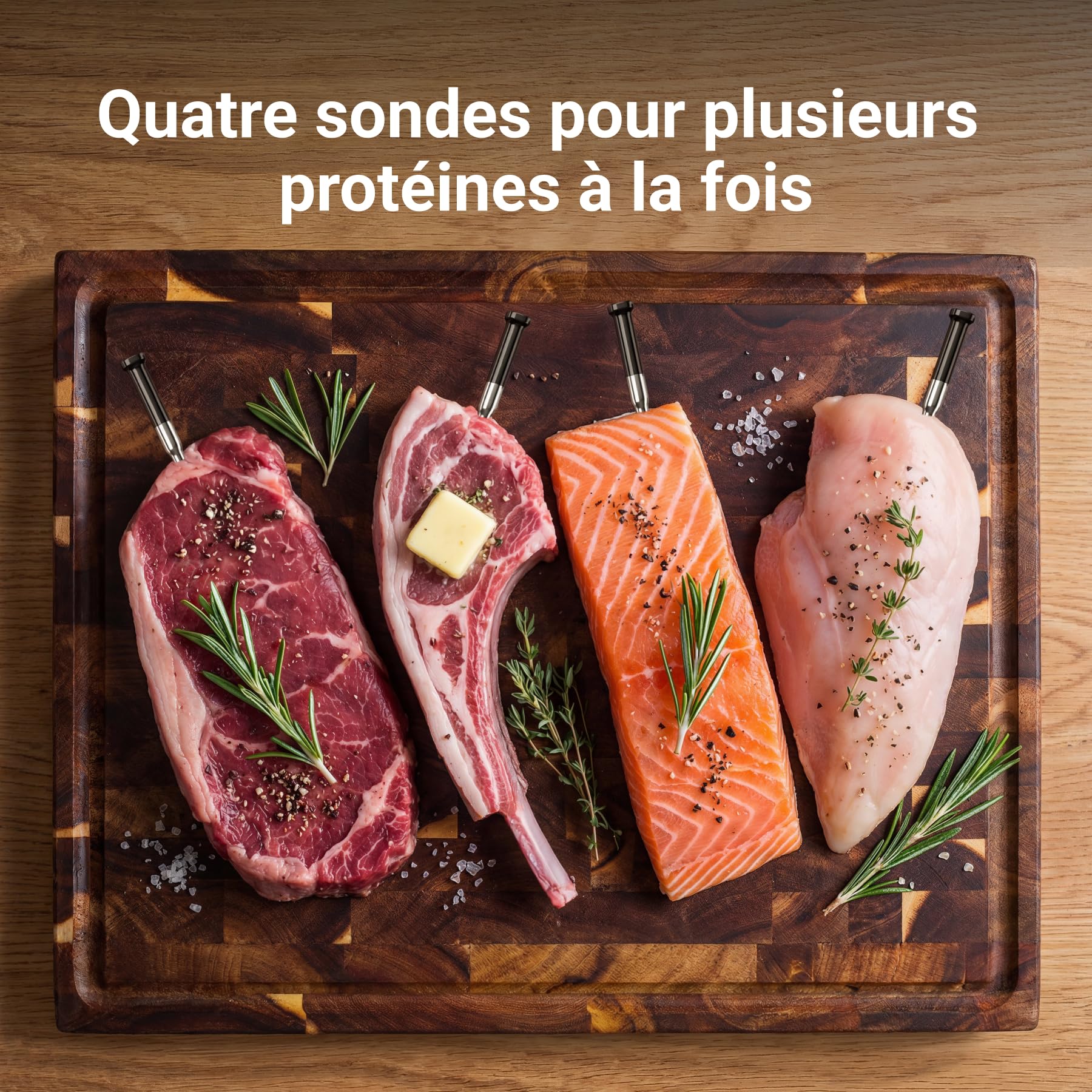 Typhur Sync Gold Thermomètre Cuisine Sans Fil, 4 Sondes, WiFi & Sub-1GHz, 6 Capteurs, Précision ±0,3℃, Application & Base Intelligente, IPX8, Sonde Barbecue pour Four Fumoir Gril Friteuse à Air