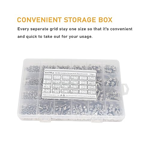 Miniatura 7 de binifiMux 710 tornillos de máquina Phillips de acero inoxidable M2 M2.5 M3 M4 M5 M6, tuercas hexagonales con arandela de resorte, arandela plana,