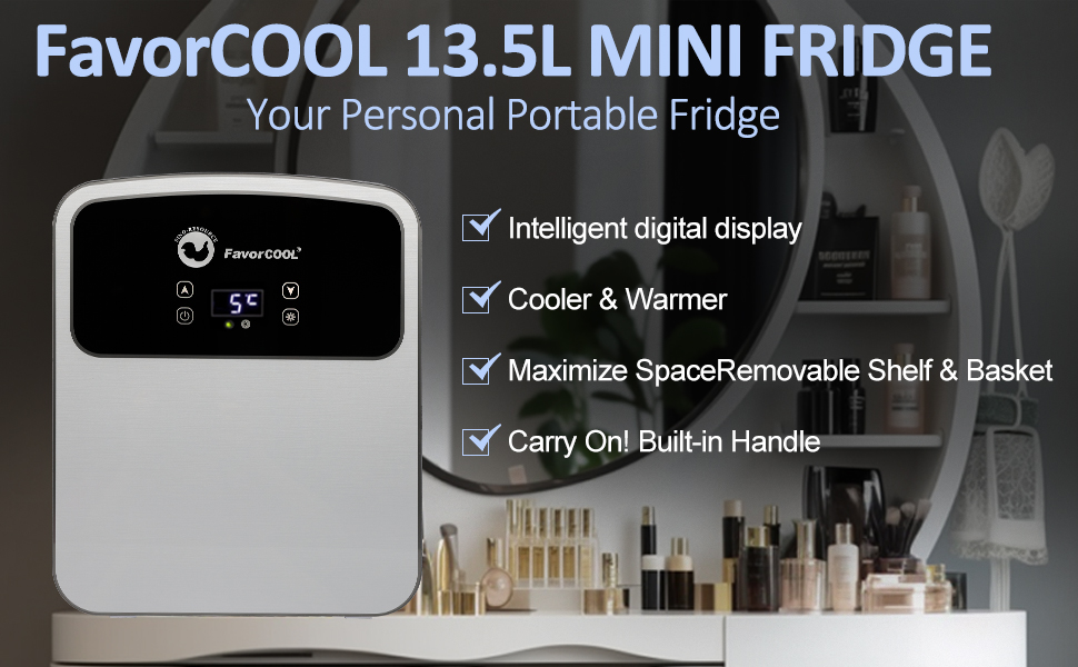 Image of 13.5L Compact Refrigerator, Single Door Mini Fridge With Digital Thermostat Display And Control Temperature, 12V AC /DC Portable Cooler Warmer