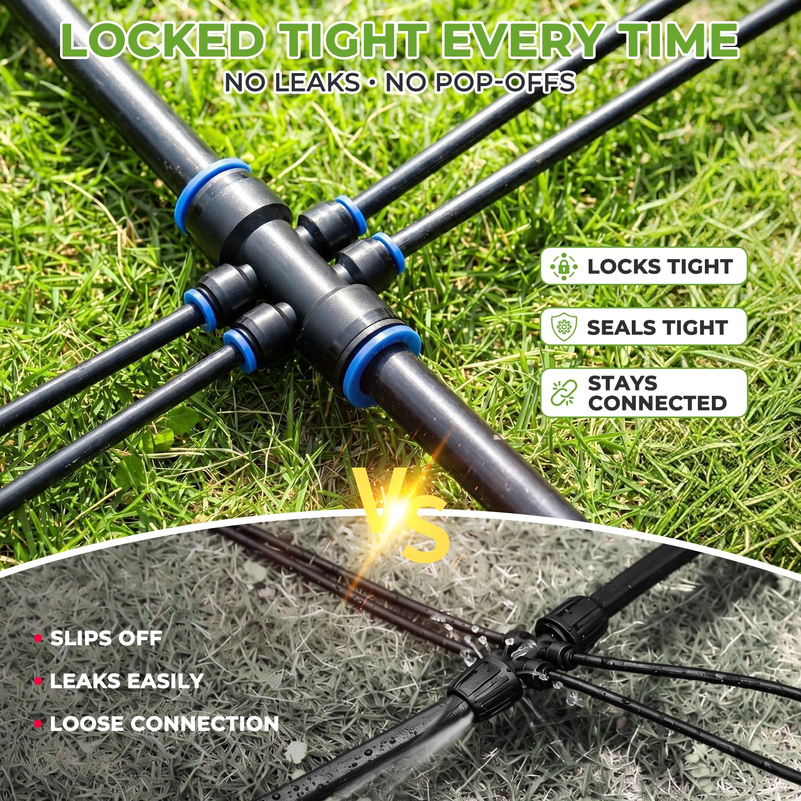 HIRALIY Kit di irrigazione a goccia da 2 m con timer per l'acqua da giardino a 2 zone, sistema di irrigazione automatico da giardino con gocciolatori a connessione rapida, kit timer di irrigazione