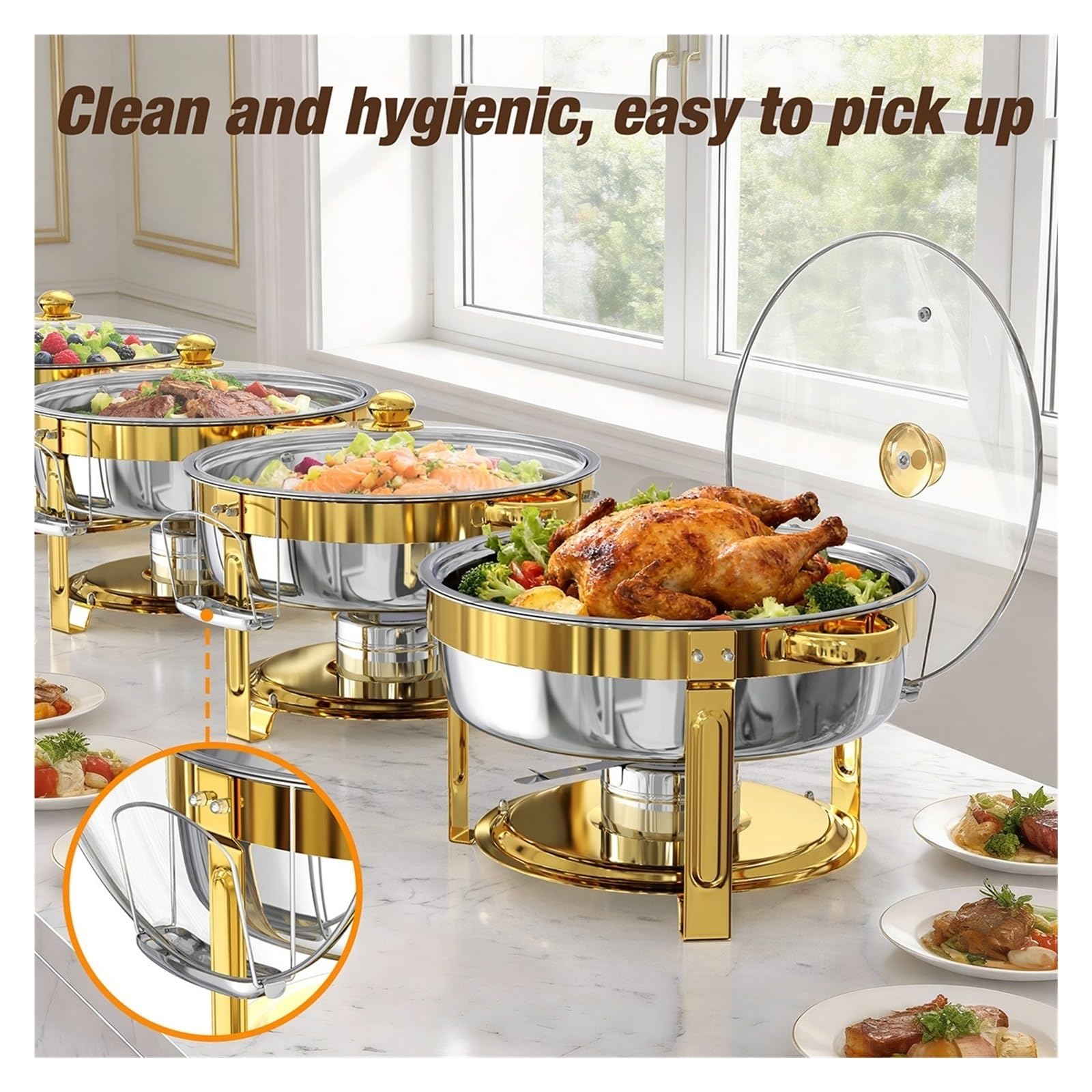 Scaldavivande Tondi in Acciaio Inox for Buffet, Catering Ed Eventi Calore A Lunga Durata(2PCS)