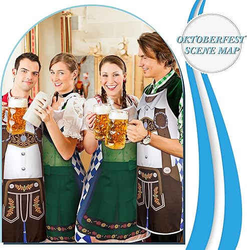 Miniatura 6 de Hillban 2 delantales de Oktoberfest Mardi Gras, delantales de cocina para parejas, disfraz de fiesta alemana para barbacoa, hornear, chef, regalos