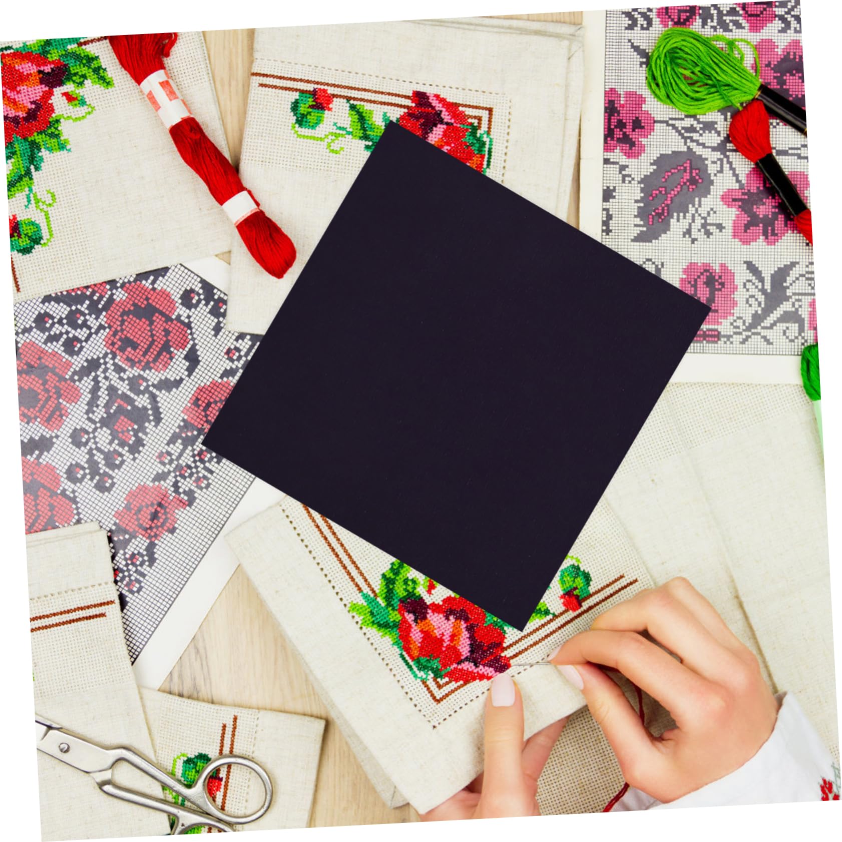 BEBEMOKO 12 Sheets White Cross Stitch Fabric Embroidery Decoration Cotton Embroidery Cloth for Stitching