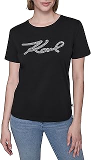 KARL LAGERFELD Womens Short Sleeve Trendy Bling Logo T-Shirt