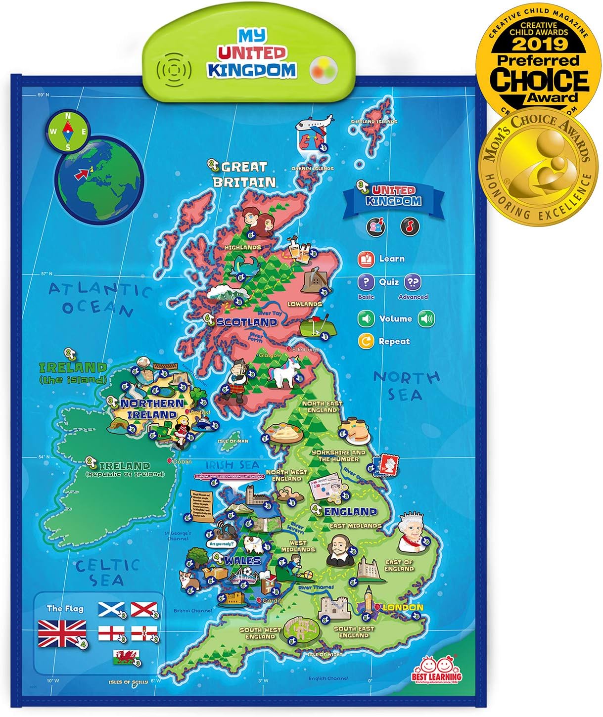 BEST LEARNING i-Poster My United Kingdom Interactive Map - Educational Talking Toy for Boys and Girls Ages 5 to 12 Years Old for Kids | UK Geography Electronic Game 5, 6, 7 Birthday Gift
