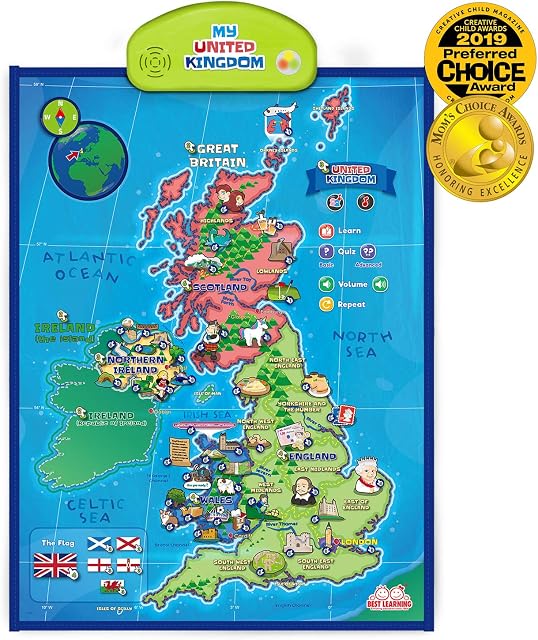 BEST LEARNING i-Poster My United Kingdom Interactive Map - Educational Talking Toy for Boys and Girls Ages 5 to 12 Years Old for Kids | UK Geography Electronic Game 5, 6, 7 Birthday Gift Present